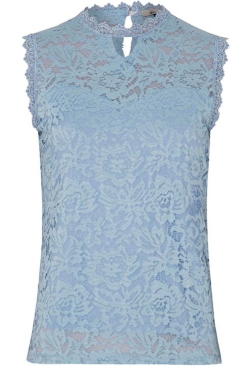 Damen Spitzen-Trachtenshirt rmellos hellblau