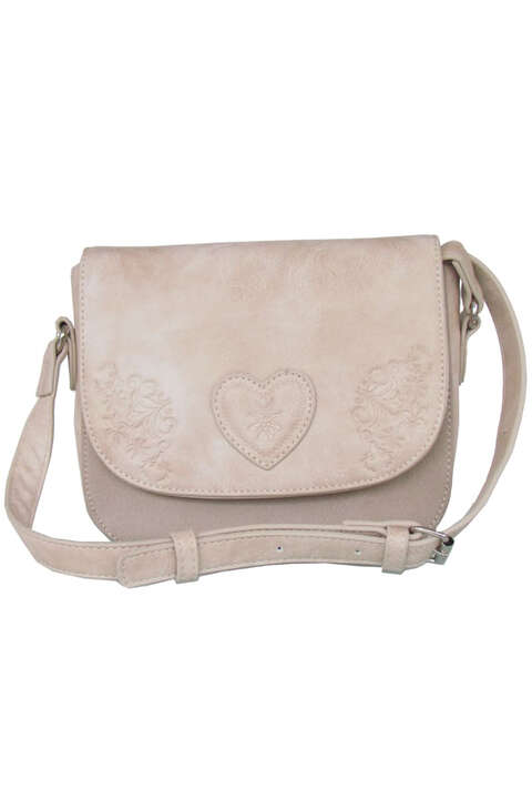 Damen Trachten-Handtasche Glattleder-Optik beige