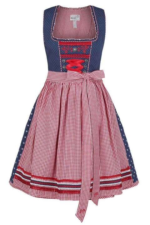 Dirndl kurz blau rot