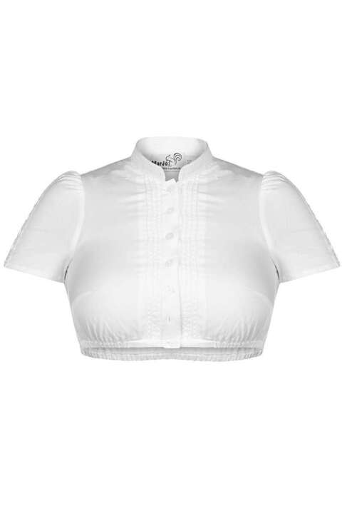 Baumwoll Dirndl Bluse hochgeschlossen weiss