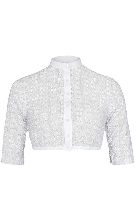 Dirndl-Bluse hochgeschlossen halbarm wei