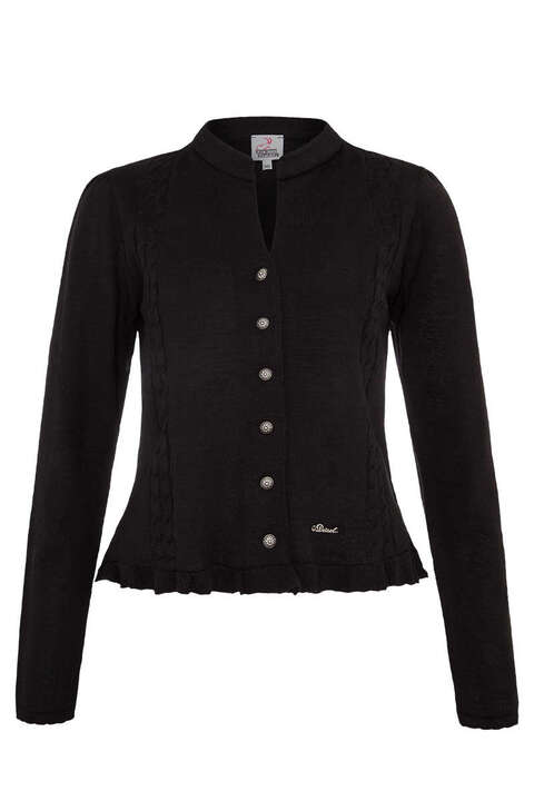 Dirndl Strickjacke mit Stehkragen Schwarz
