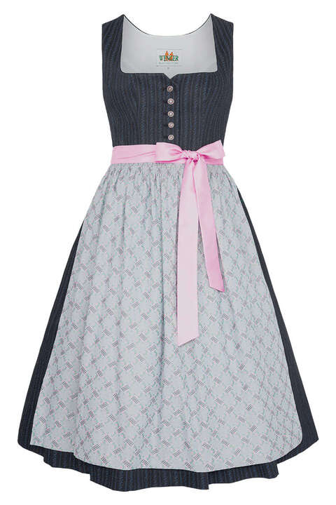 Baumwoll-Wasch-Dirndl lang blau