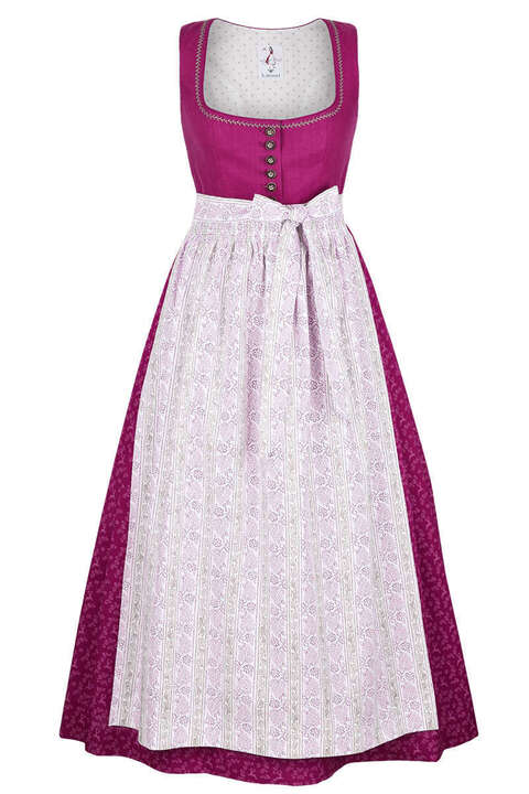 Leinen Baumwoll Dirndl lang pink