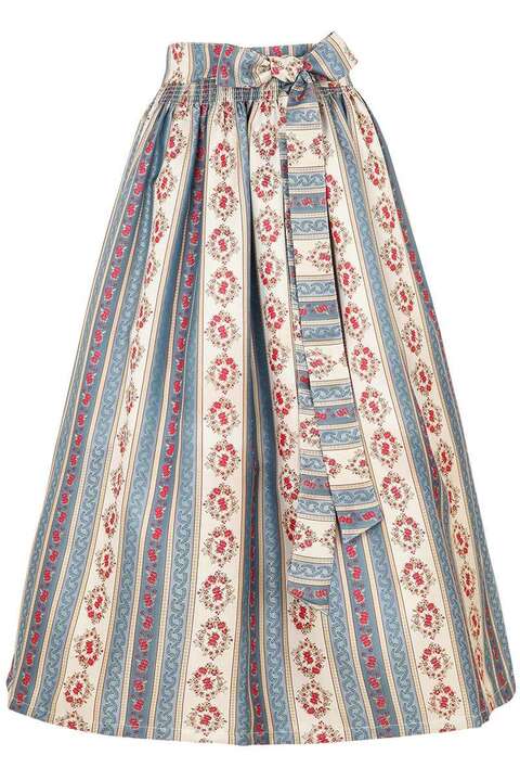 Dirndl-Schrze 85cm lang gestreift hellblau creme