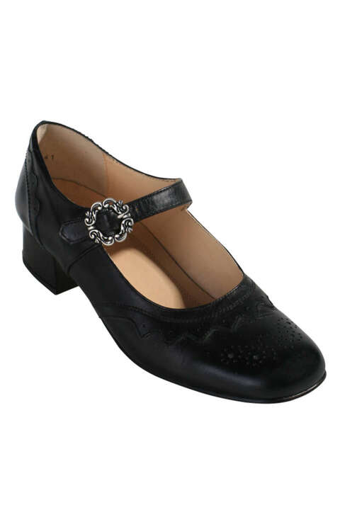 Dirndlschuh schwarz Leder 'Kerstin'