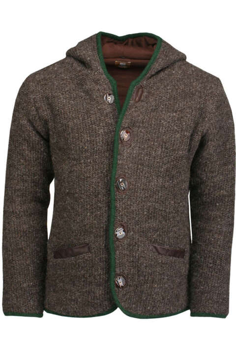 Grobe Strickjacke mit Kapuze braun 'Toni'