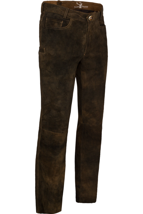 Herren Lederhose lang aus Wildbockleder nutria