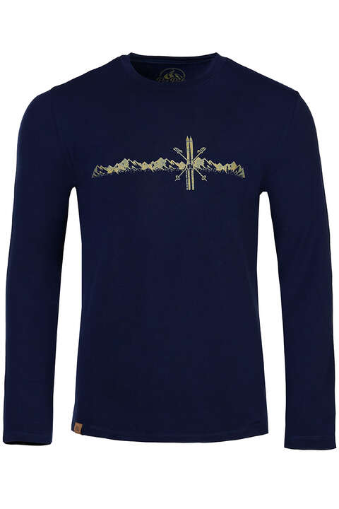 Herren Longsleeve Ski in den Bergen`dunkelblau