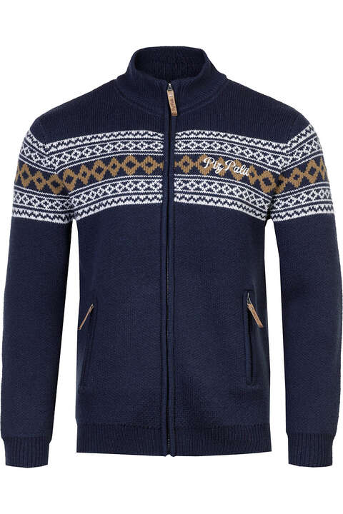 Herren Strickjacke mit Norwegermuster tintenblau