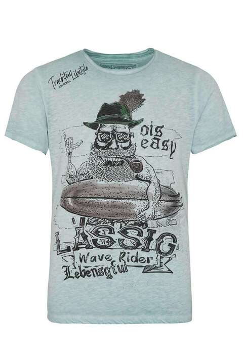 Herren Trachten-T-Shirt 'ois easy' türkis