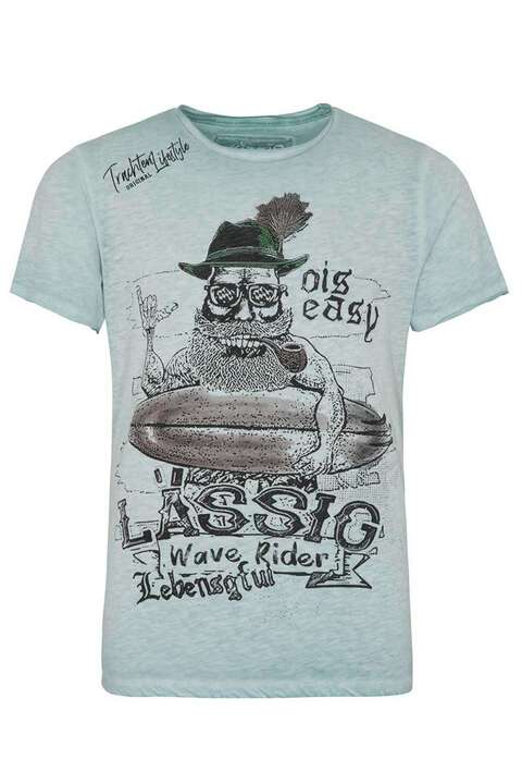 Herren Trachten-T-Shirt 'ois easy' trkis