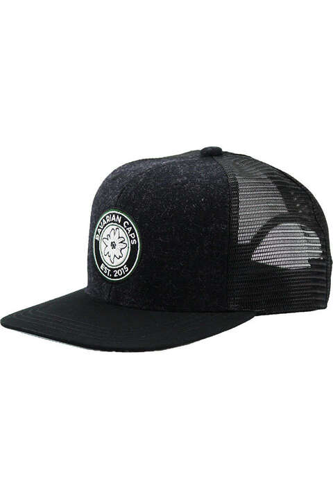 Snapback Cap mit Edelweisslogo auf Filz schwarz