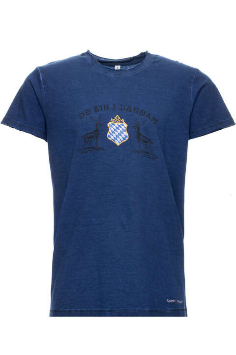 Herren Trachten T-Shirt 'Do bin i dahoam' blau