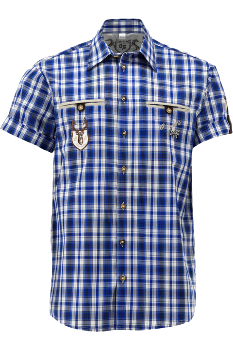 Herren Trachtenhemd kariert Regular Fit blau/grn