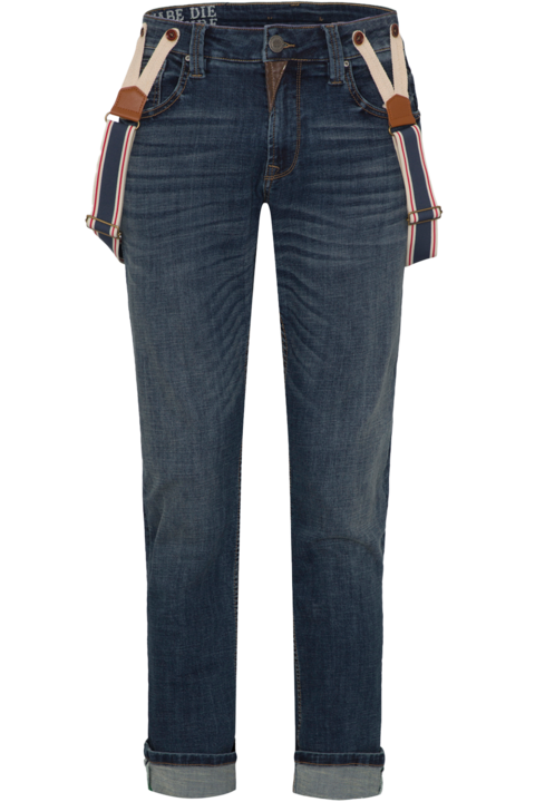 Herren Trachtenjeans mit Hosentrger dunkelblau