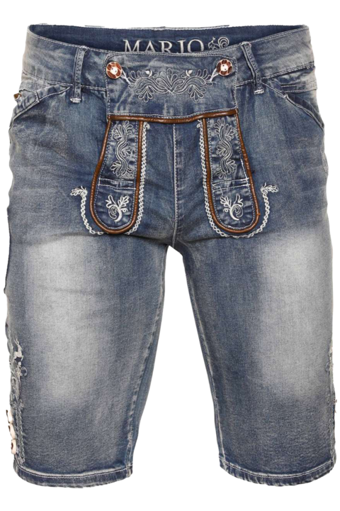 Herren Trachtenjeans 'Lederhose' kurz blau