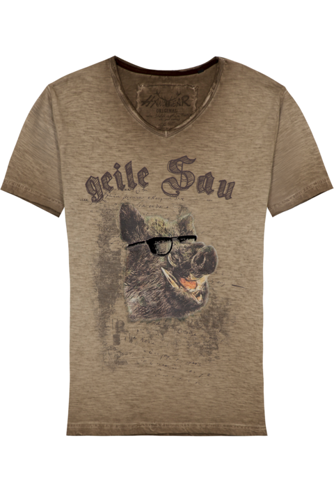 Herren T-Shirt 'geile Sau' hellbraun