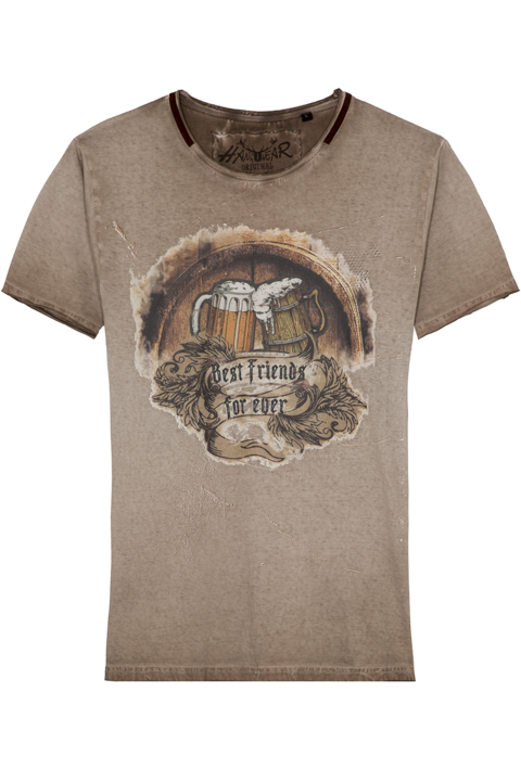 Herren T-Shirt Biermotiv 'Best Friends for ever' hellbraun