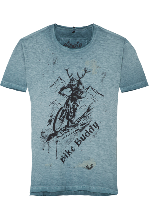 Herren T-Shirt 'Bike Buddy' Bio-Baumwolle trkis