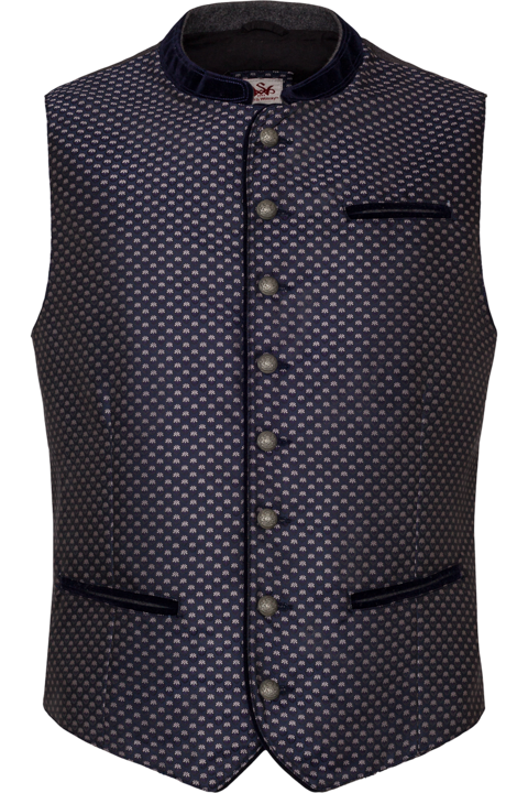 Herren Trachtenweste mit Samt-Details blau
