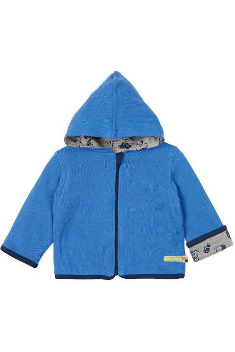 Wendejacke mit Kapuze Waldtiere Baby und Kleinkind indigoblau grau