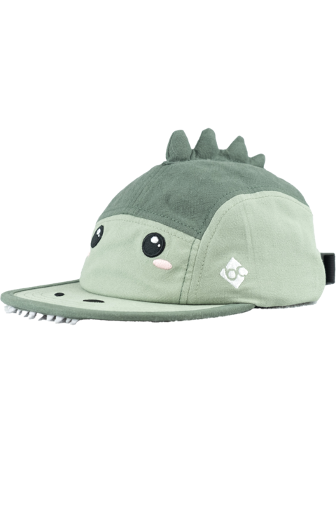 Kinder Cap aus Baumwolle und Leinen mit Dino-Design grn