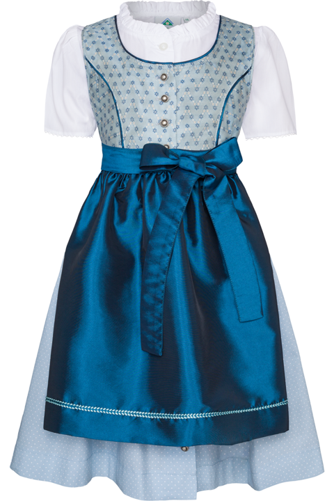 Kinderdirndl mit Blumenmuster und Bluse blau