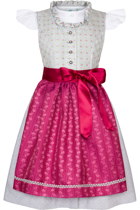 Kinderdirndl mit Blumenmuster und Bluse trkis/beere
