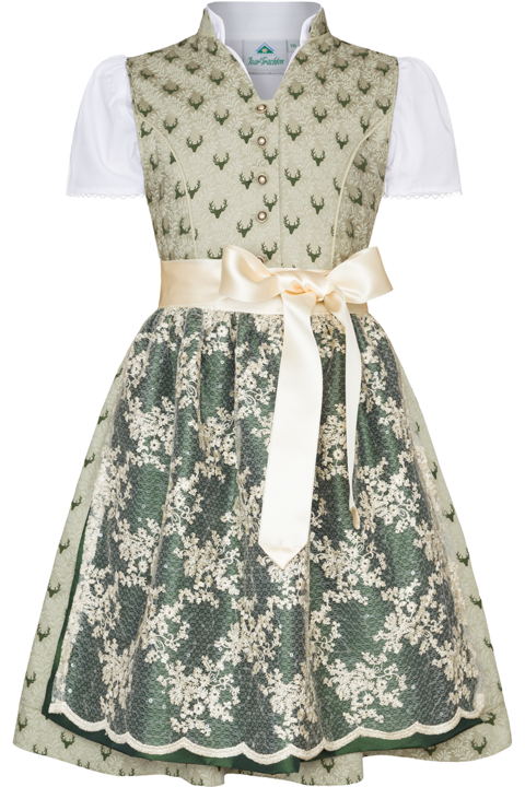 Kinderdirndl mit Bluse und Hirschmuster grn
