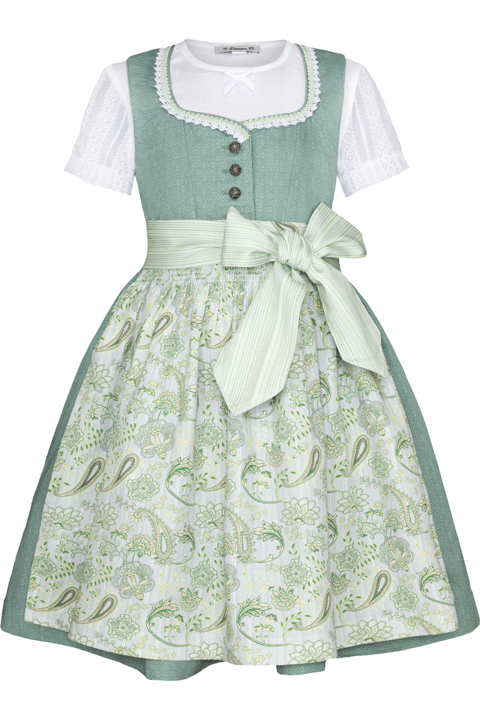 Kinder-Baumwolldirndl mit Bluse mintgrn