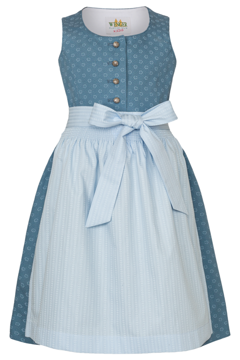 Kinderdirndl aus Baumwolle petrol