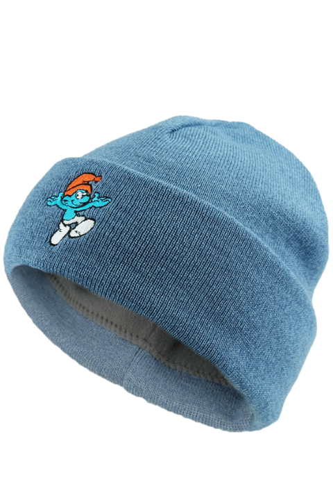Kinder Strickmtze Schlumpf hellblau