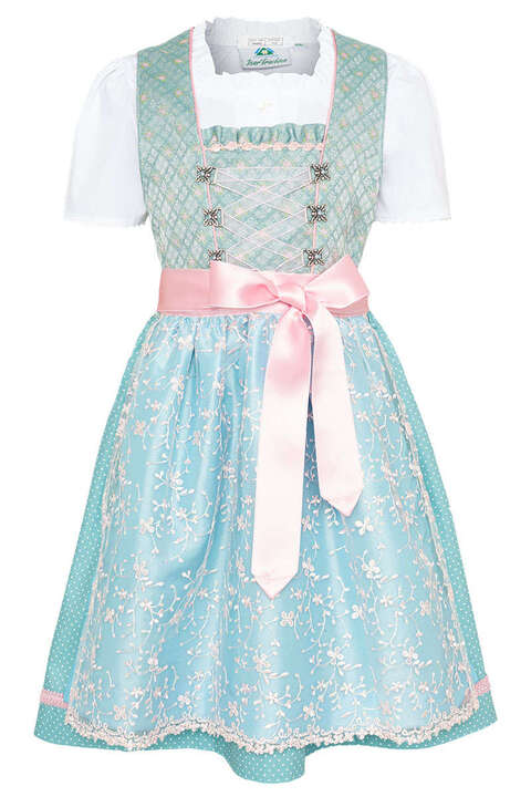 Kinderdirndl Teeniedirndl mit Bluse trkis