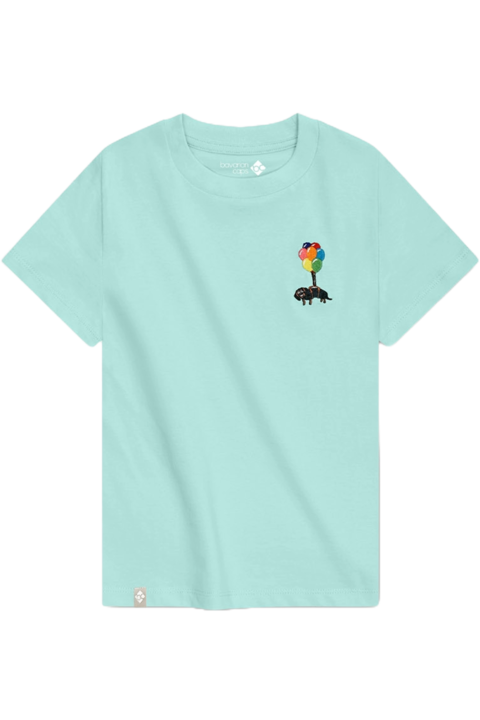 Kinder T-Shirt mit Dackelstickerei 'Dackelexpress' hellblau