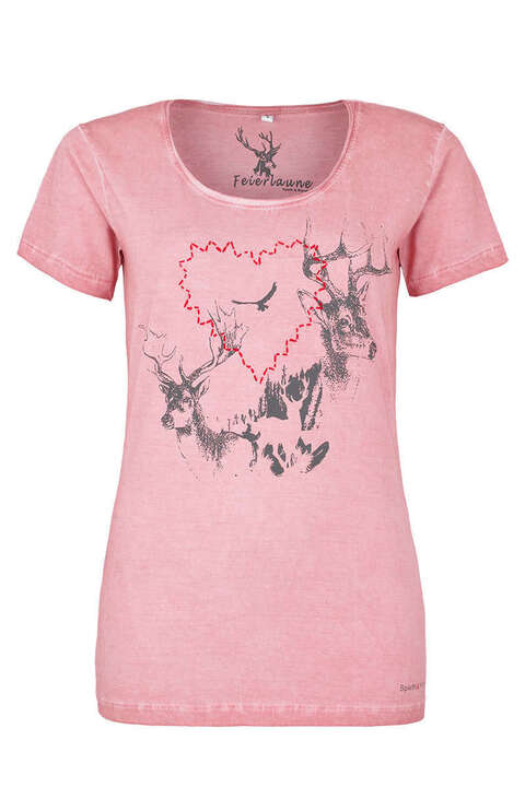 Damen Trachten T-Shirt Herz erdbeere