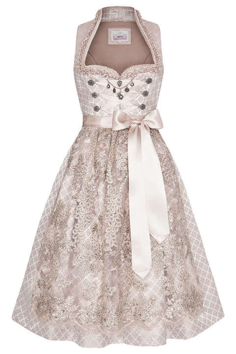 Mididirndl Pailletten Schrze champagner