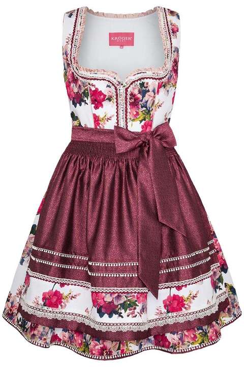 Mini Blumen-Dirndl weinrot