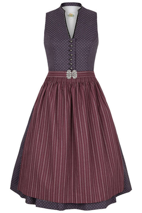 Baumwoll Waschdirndl hochgeschlossen aubergine