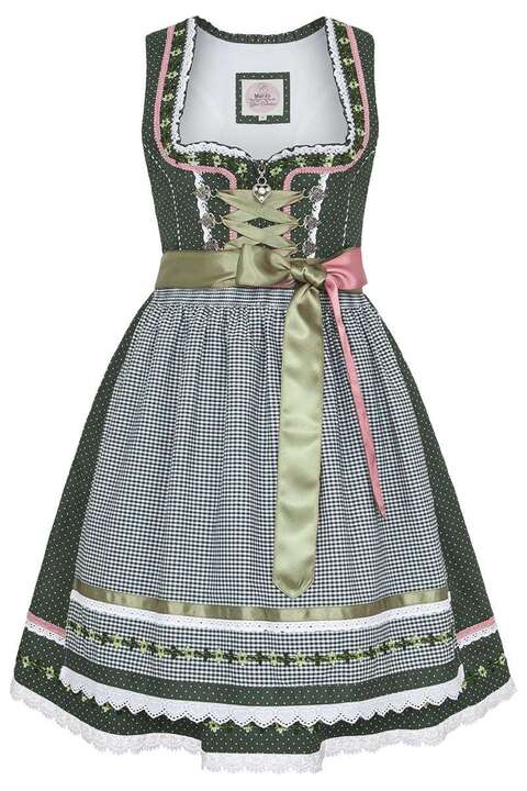 Mini Dirndl mit Karoschrze dunkelgrn