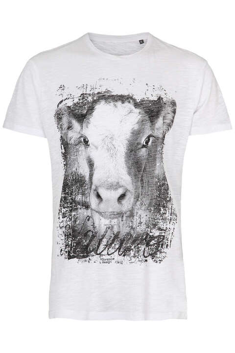 Herren T-Shirt mit Kuh weiss