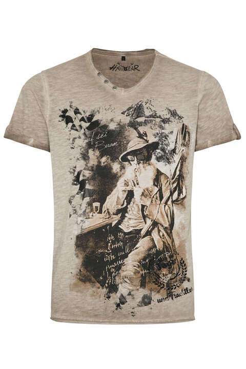 Herren T-Shirt 'Mia san Jager und Trachtler' beige