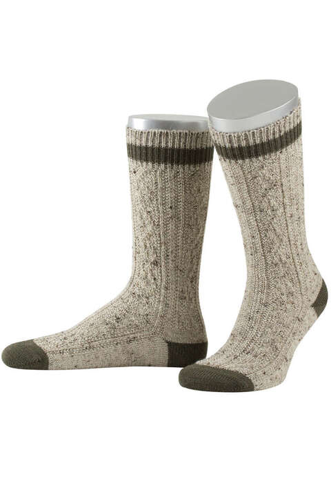 Trachten-Schopper-Socke beige mit Bund jgergrn