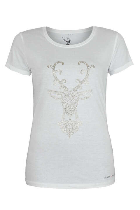 Trachten T-Shirt Hirsch wei gold