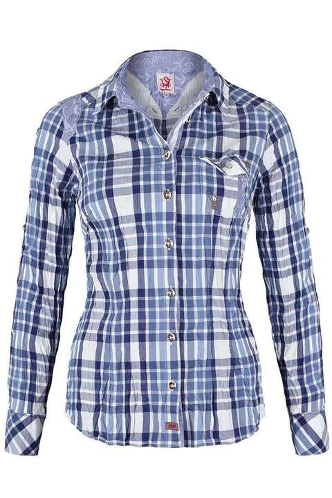 Bluse Crash-Optik kariert blau