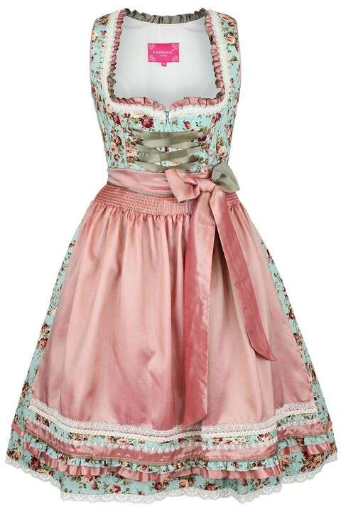 Krger Dirndl kurz trkis Rosen