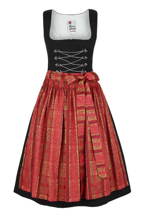 Dirndl kurz schwarz mit roter Schrze