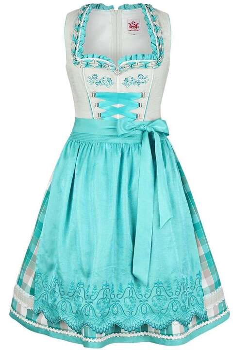 Dirndl kurz gepunktet & kariert aqua