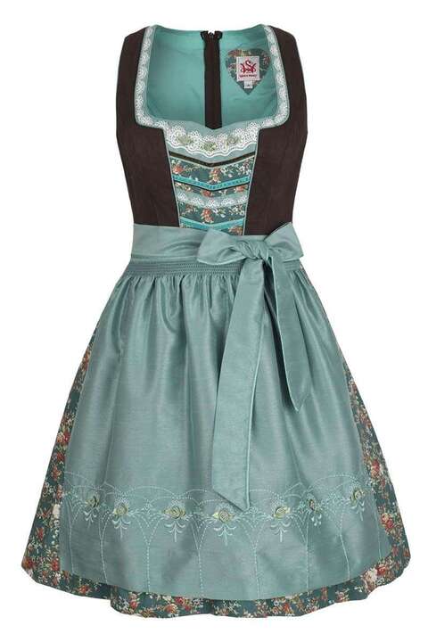 Dirndl kurz braun mint Blumenrock