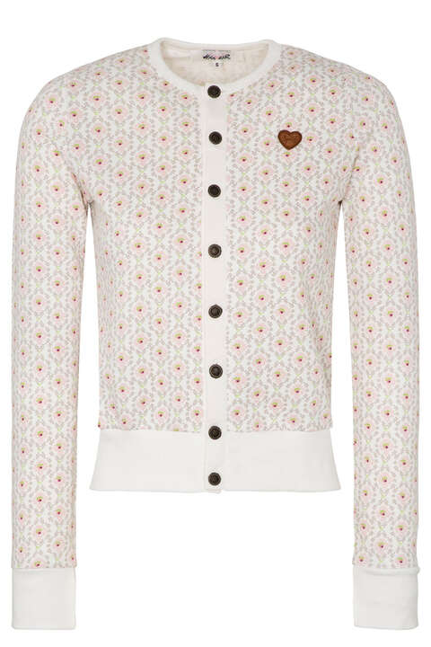 Damen Trachten-Jersey-Cardigan gemustert offwhite